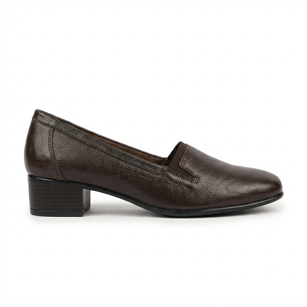 Lisbon Leather Block Heel Ballerinas