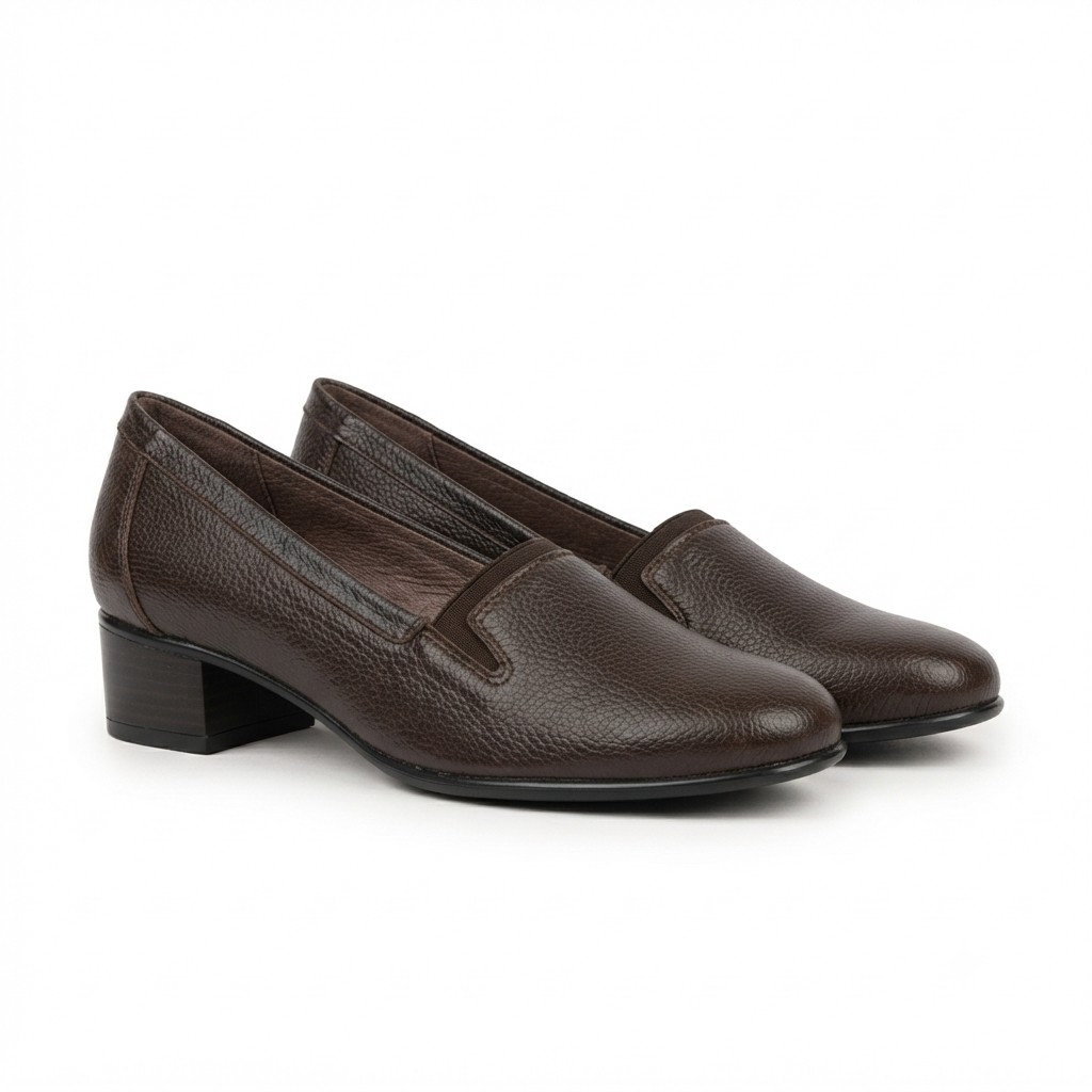 Lisbon Leather Block Heel Ballerinas
