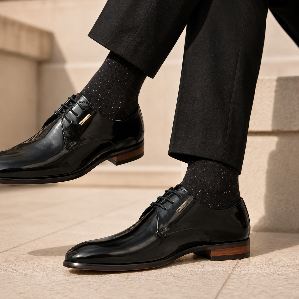 Zidane Patent Leather Derby Lace Up Shoes - The Heels India