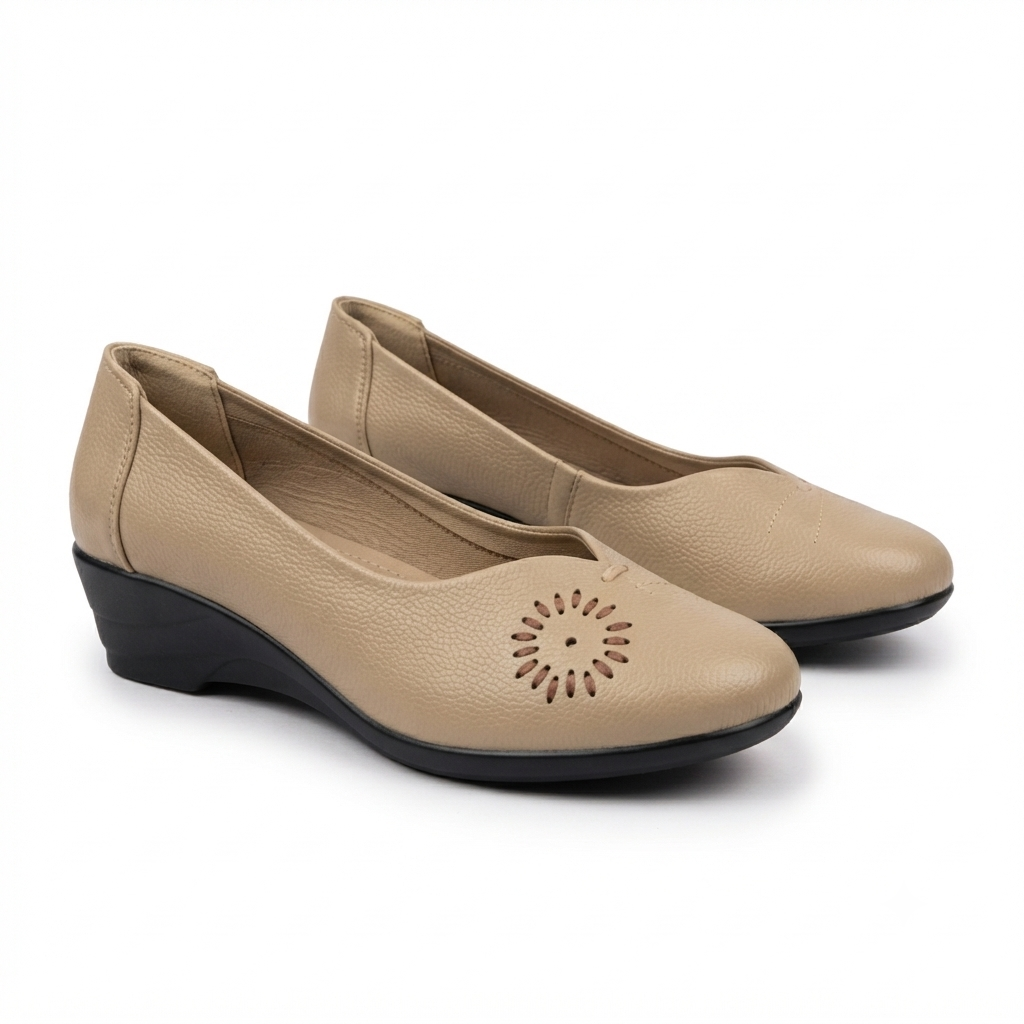 Lina Leather Wedge Ballerinas