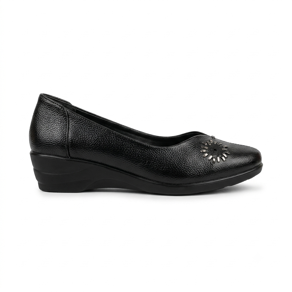 Lina Leather Wedge Ballerinas