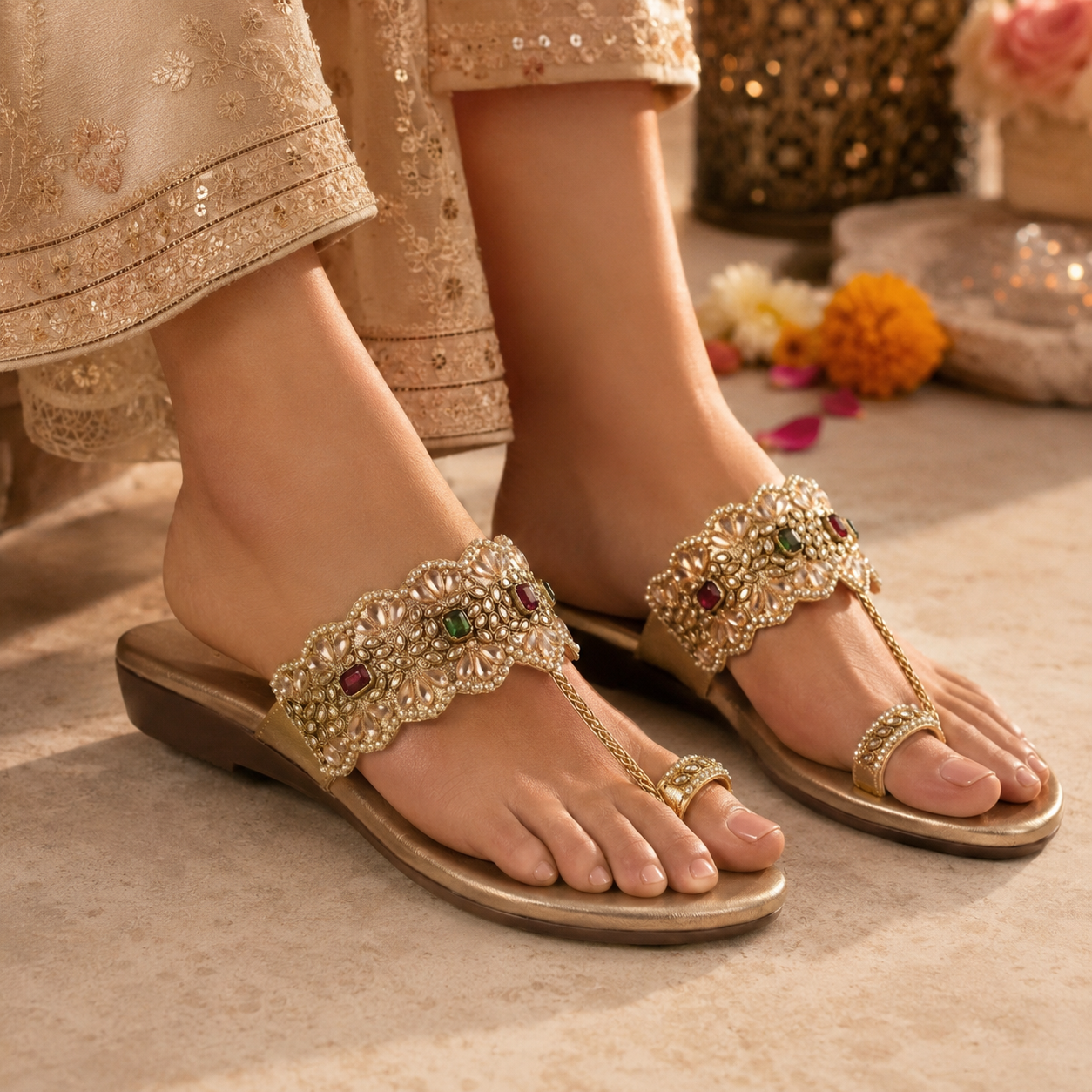 Fiza Embellished Ethnic Fancy Flat Slippers