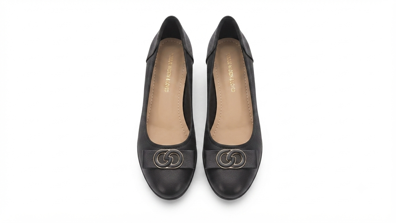 Estrella Premium Leather Wedge Heel Ballerinas