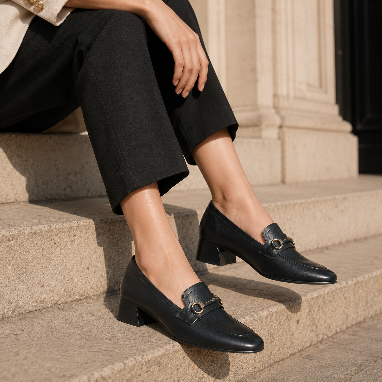 Melissa Premium Leather Block Heel Loafers