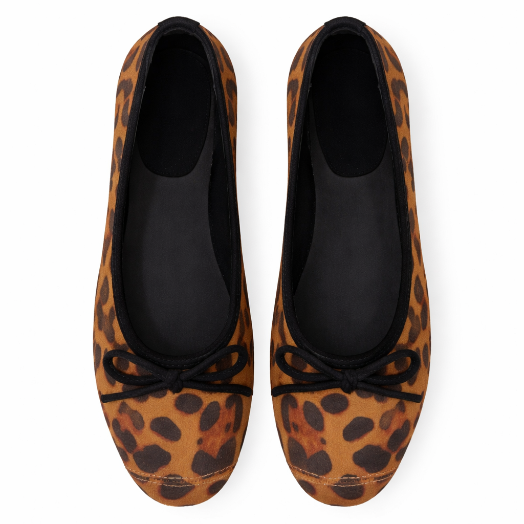 Leopard Print Suede Flat Ballerinas