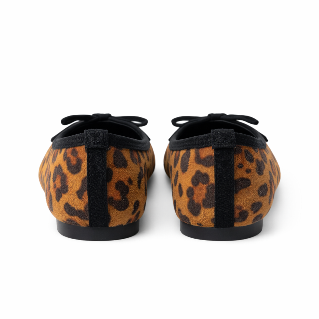 Leopard Print Suede Flat Ballerinas