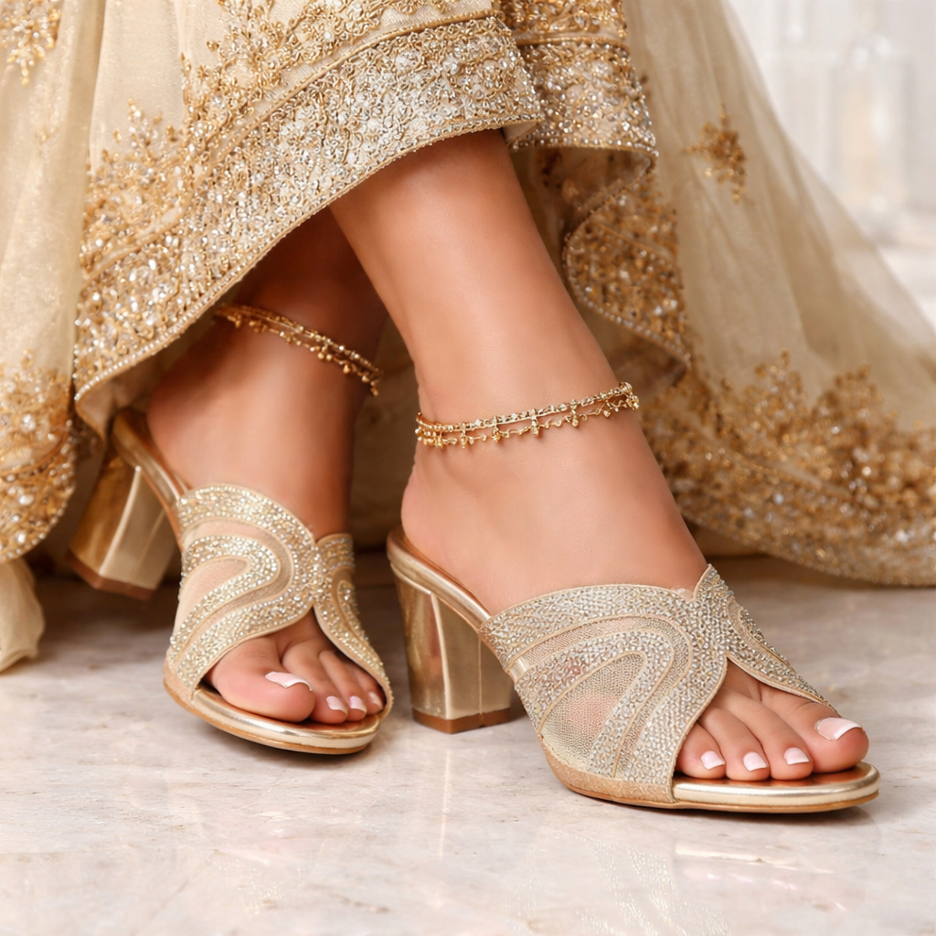 Russo Bling Party Block Heels Muse - The Heels India