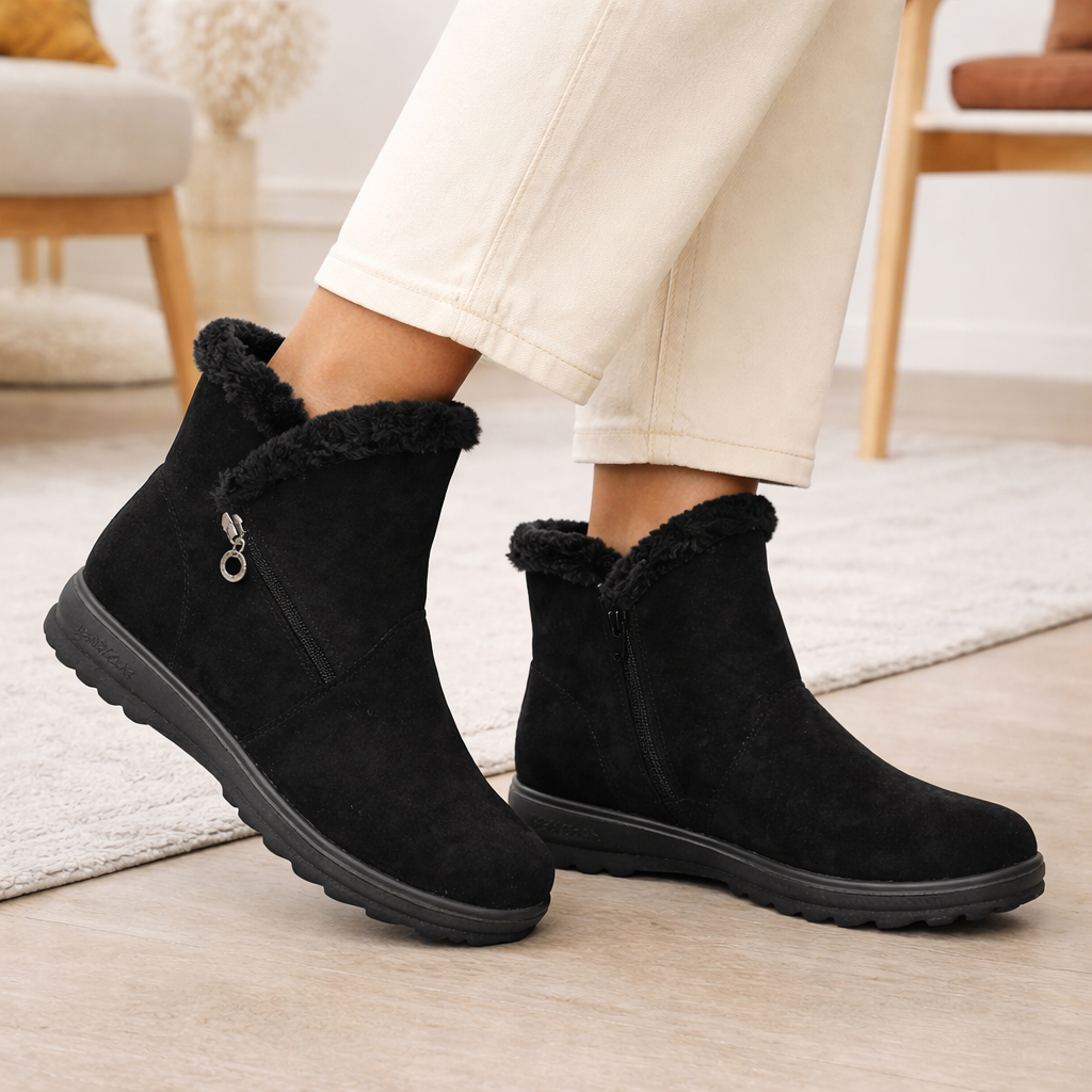 Savanna Suede Ankle Fur Boots