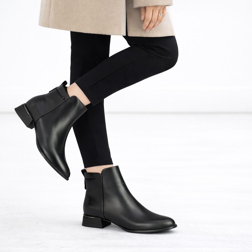 Firenze Caldo Premium Winter Ankle Low Heel Boots - The Heels India