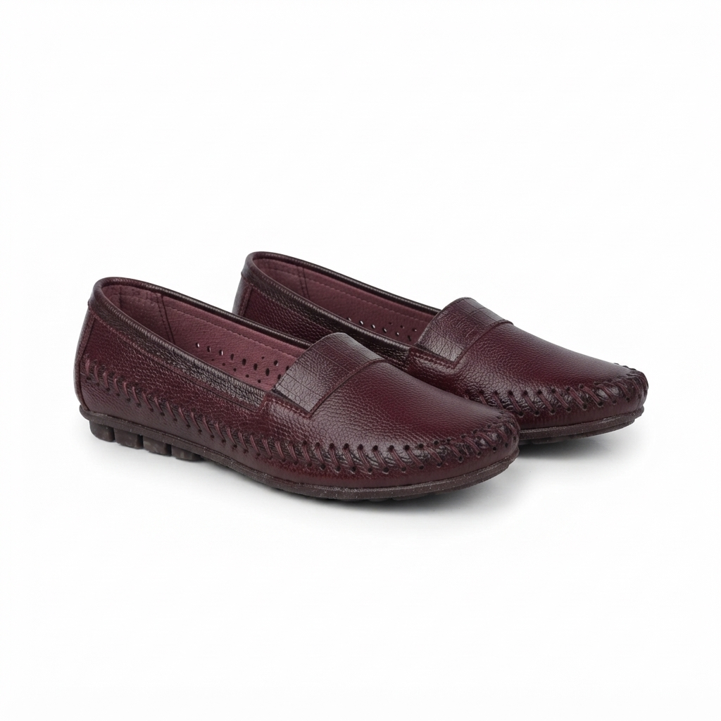 Lizzy 2.0 Leather Classic Ballerinas in Maroon – view 2