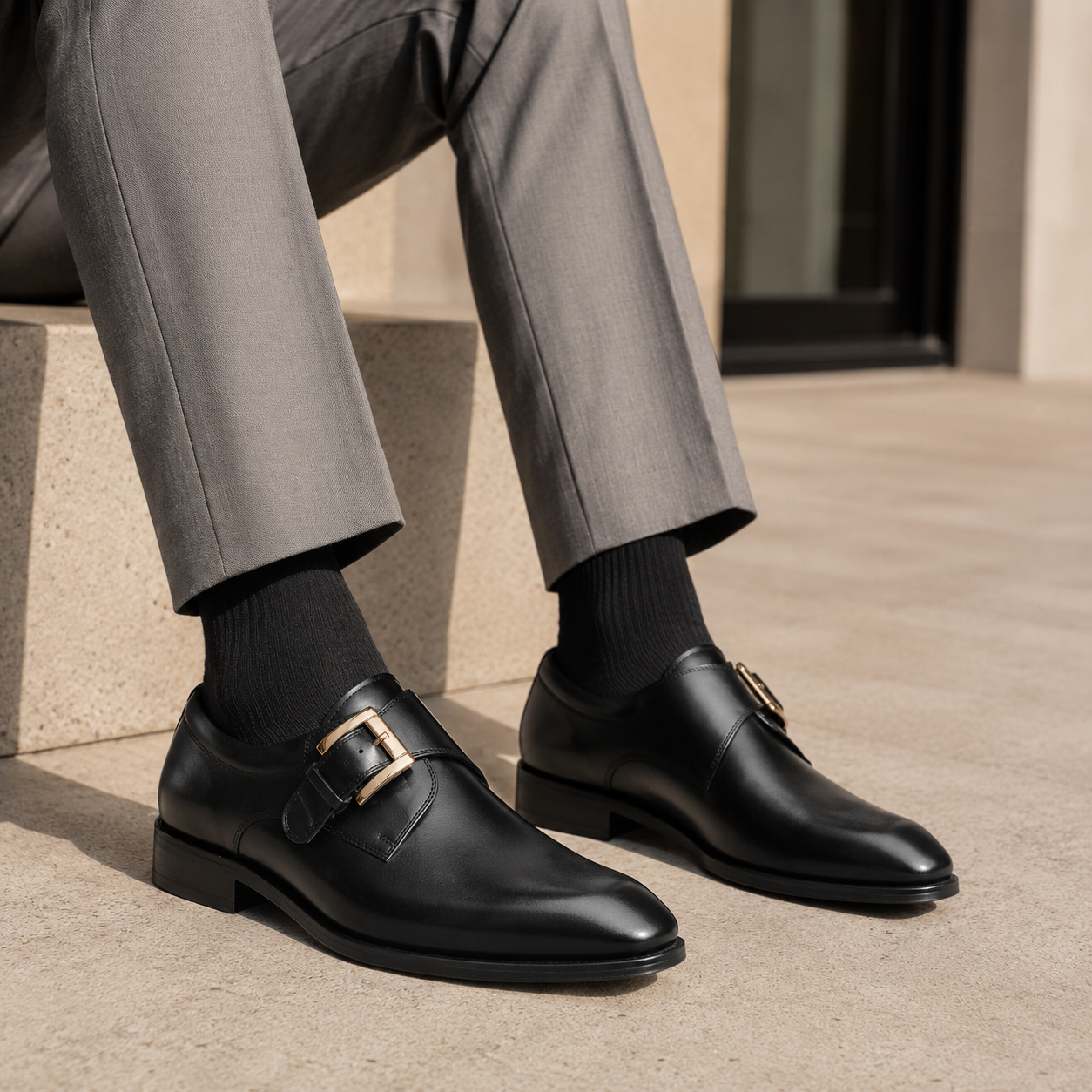 Lorelei Buckle Leather Monk Strap - The Heels India