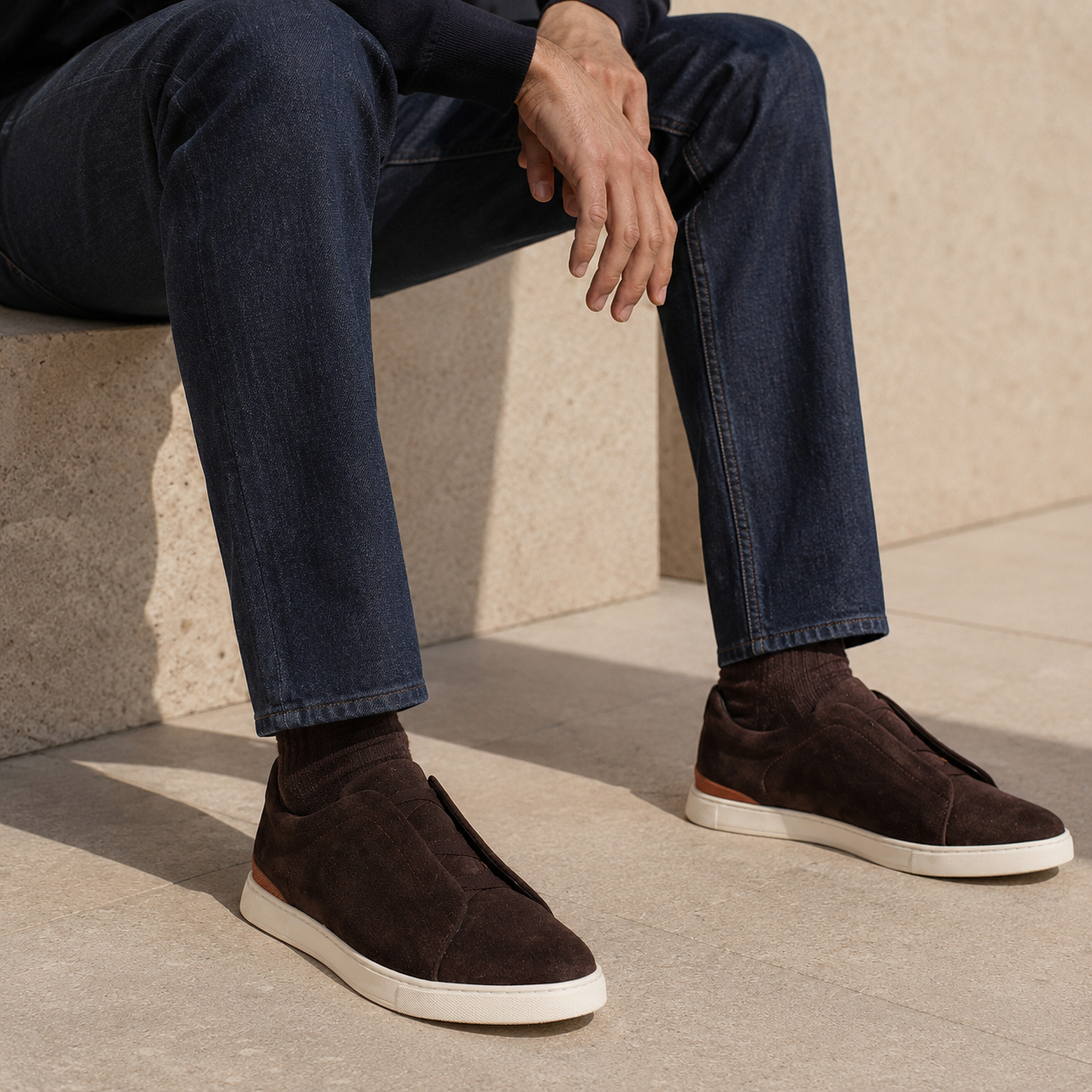Lorente Elastic Premium Suede Leather Sneakers - The Heels India