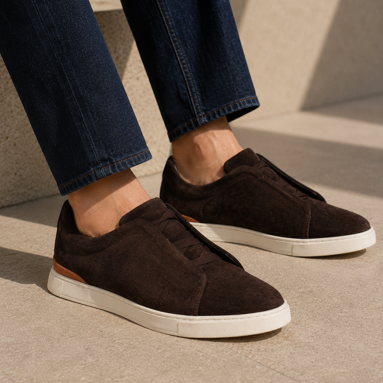 Lorente Elastic Premium Suede Leather Sneakers - The Heels India