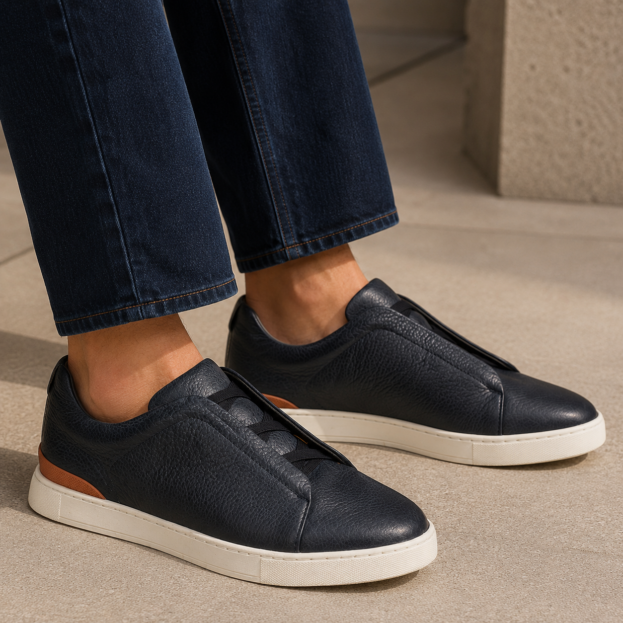 Lorente Elastic Premium Leather Sneakers - The Heels India