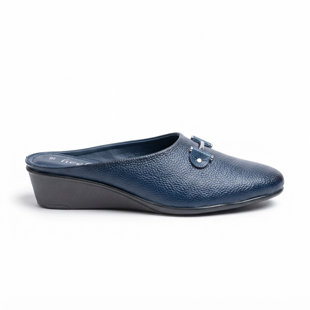 Cherie Buckled 2.0 Leather Back Open Wedge Heel Mules