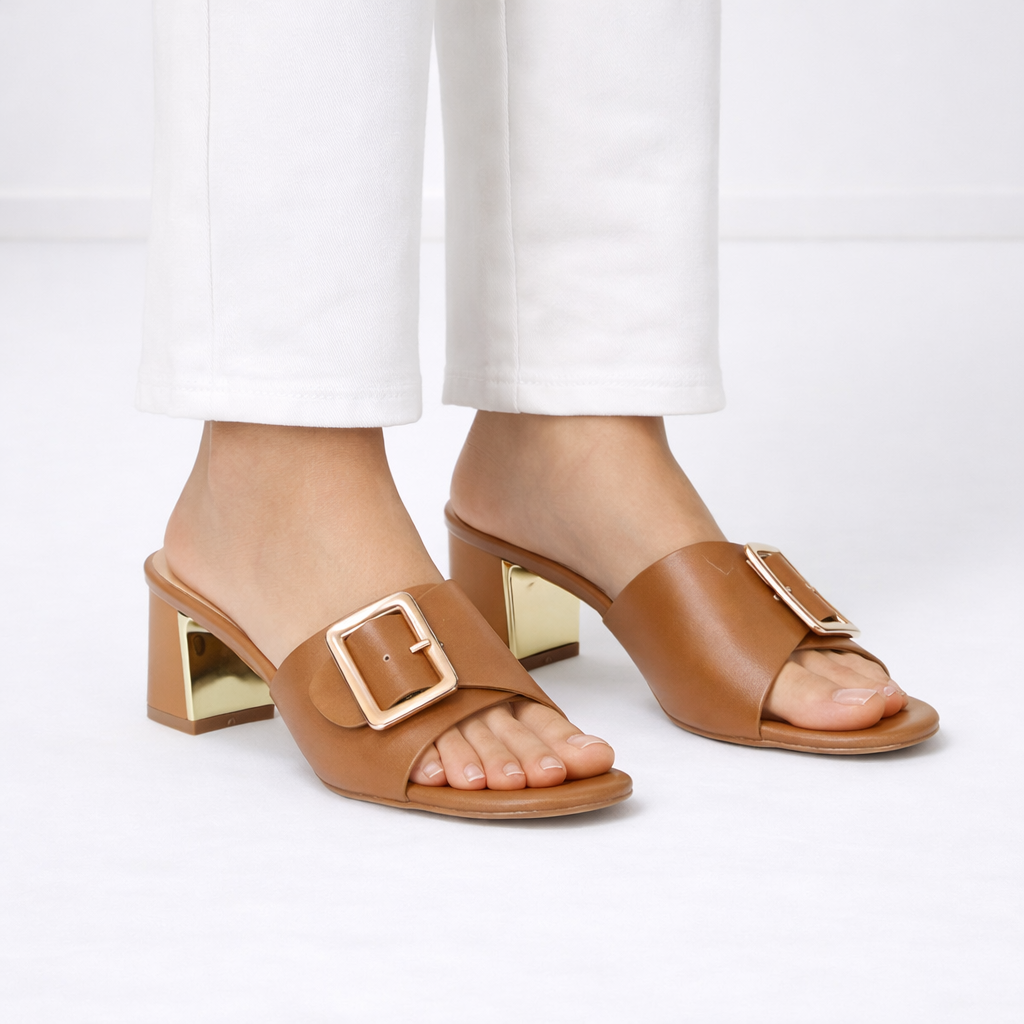 Estiva Slide Block Peep Toe Heels - The Heels India