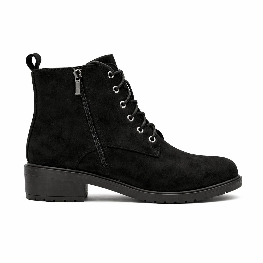 Matilda Suede Lace Up Ankle Boots With Zip