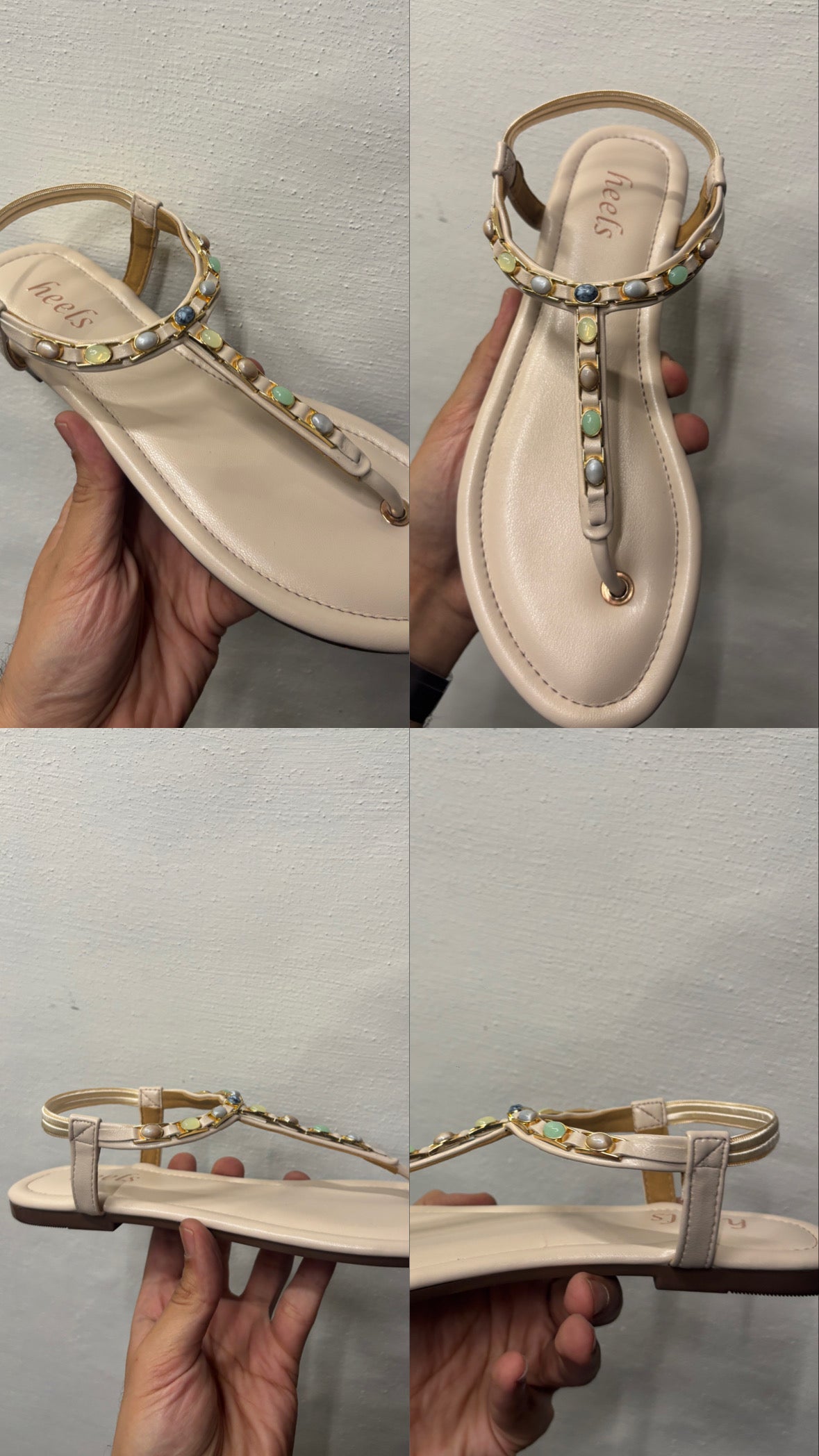 Crimson Embellished Flat Sandals - The Heels India