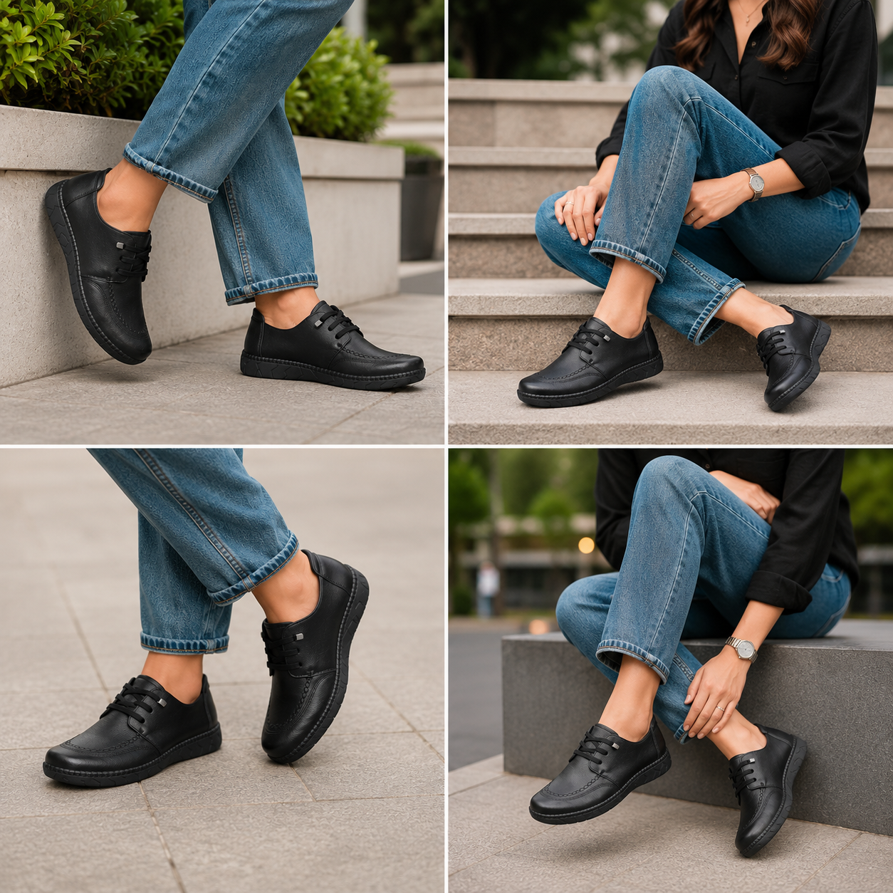 Arianna Premium Leather Casual Lace Up Derby Shoes