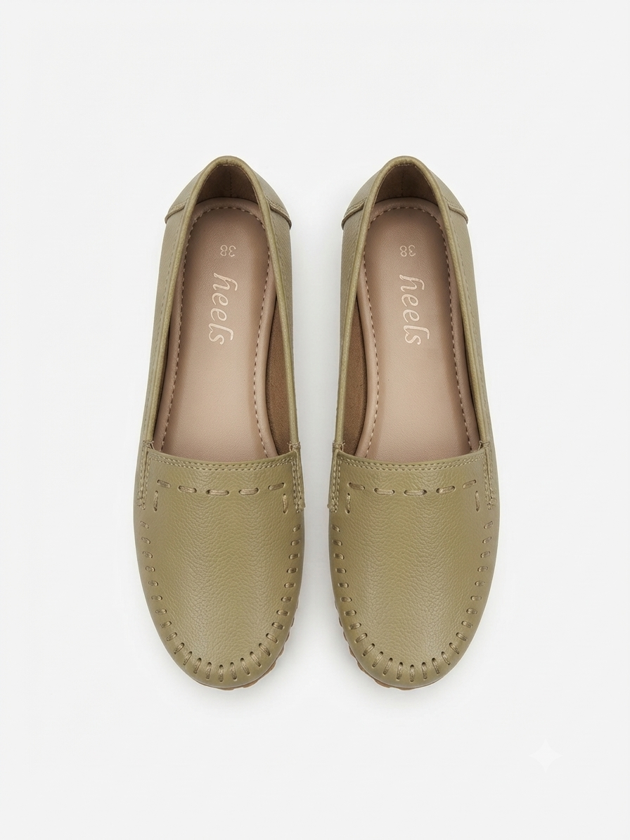 Lizzy 3.0 Leather Classic Ballerinas in Beige - The Heels India