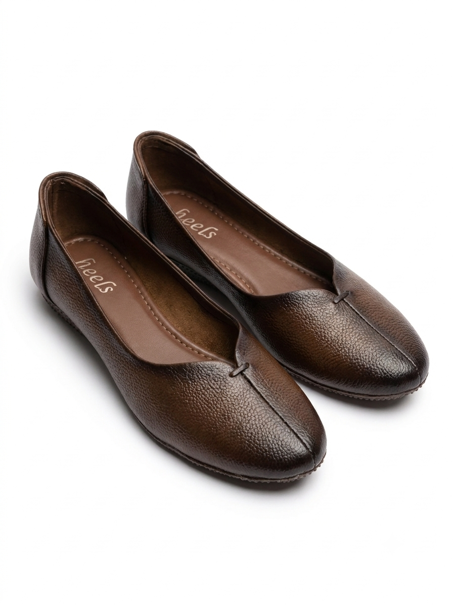 Nysa Classic Leather Ballerinas in Rust - The Heels India