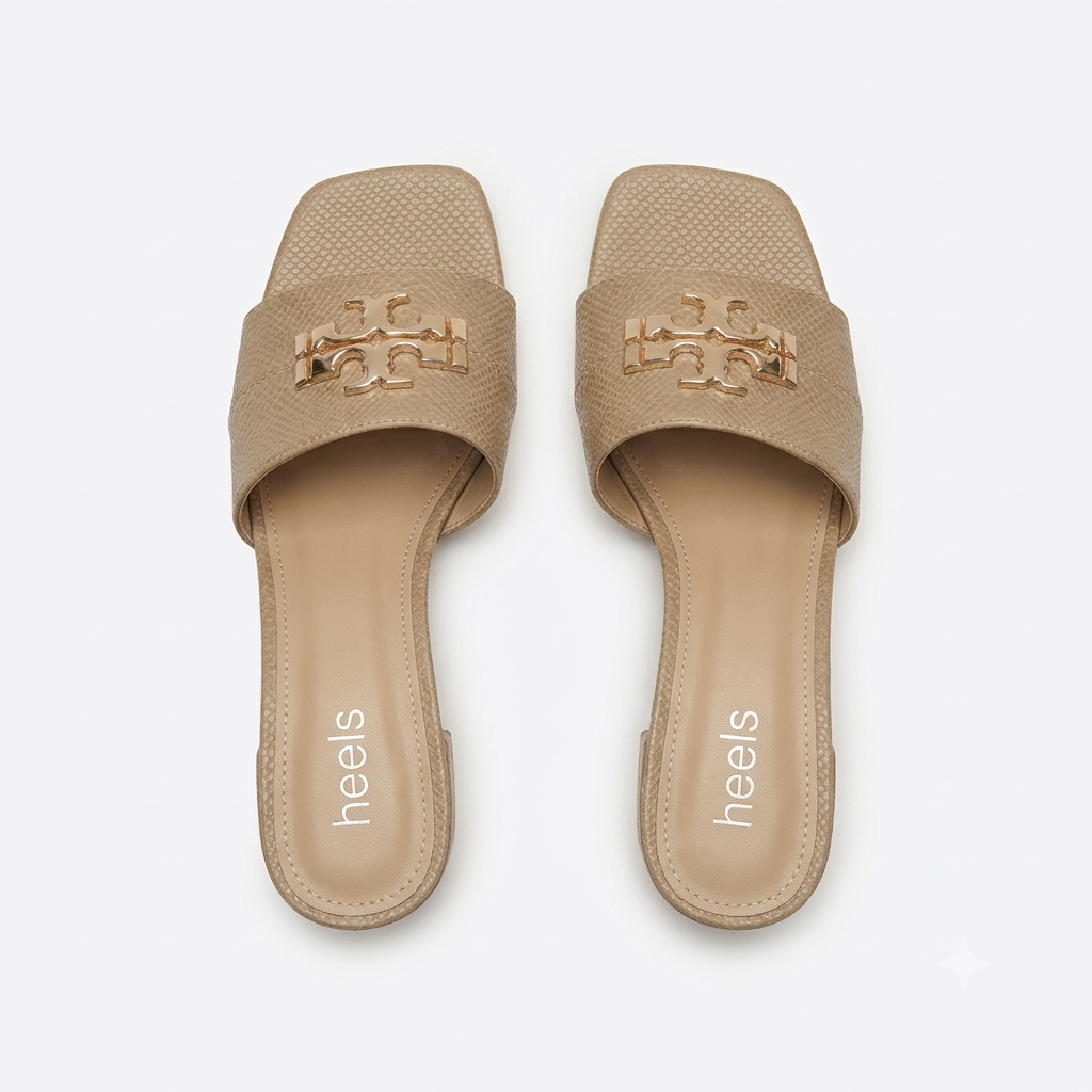 Klara Slip On Block Heel Mules in Chikoo - The Heels India