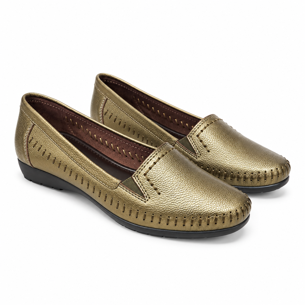 Lizzy Wedge Leather Classic Ballerinas in Bronze - The Heels India