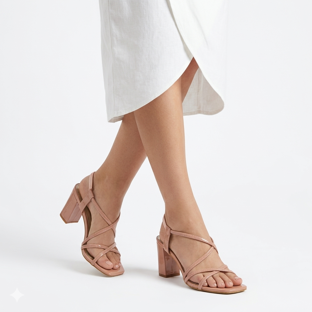 Aurelia Strappy Gladiator Patent Block Heels - The Heels India
