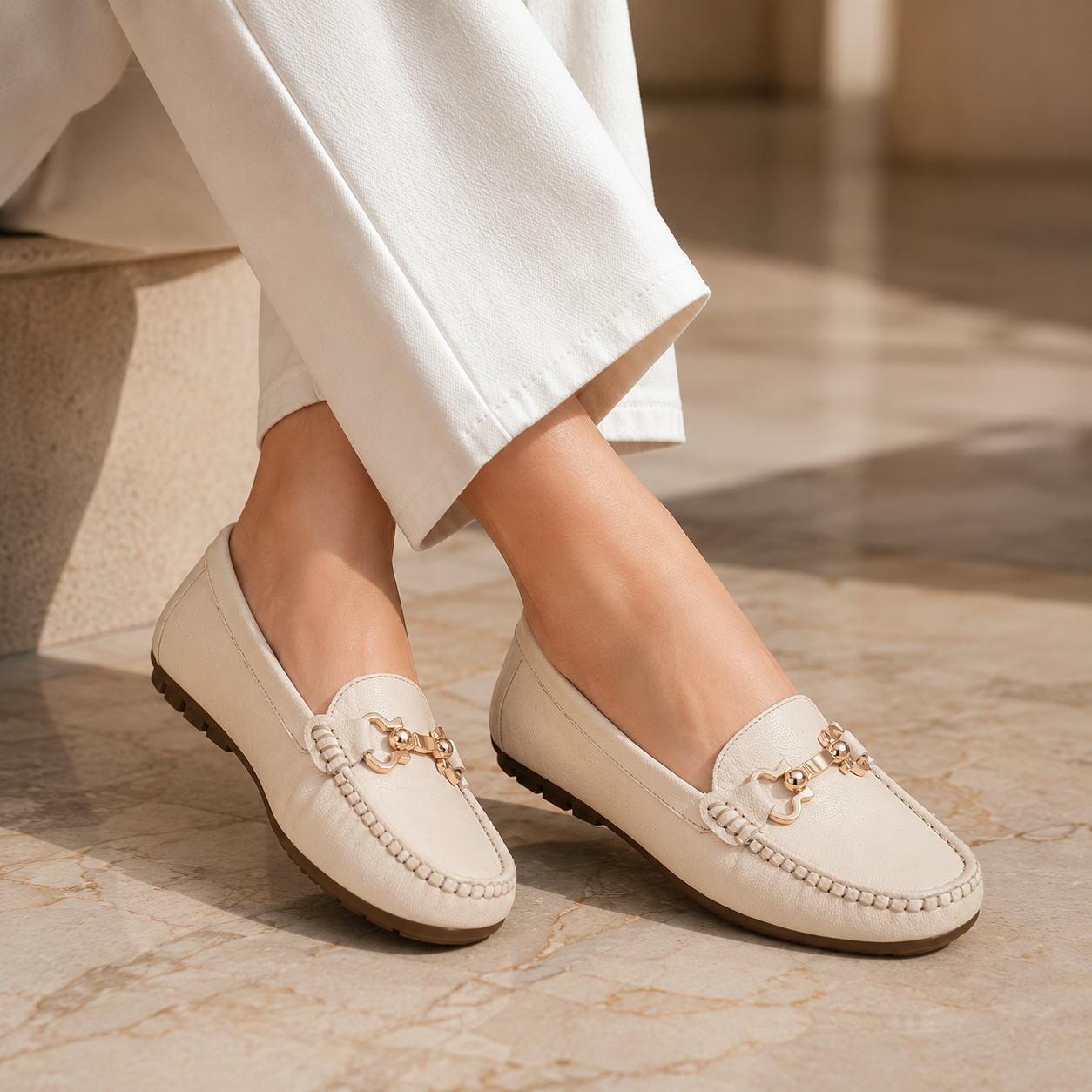 Lexi Cushioned Leather Loafers - The Heels India