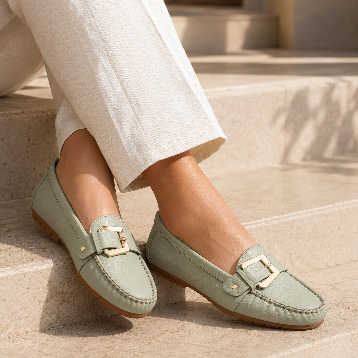 Kiya Buckled Leather Loafers - The Heels India