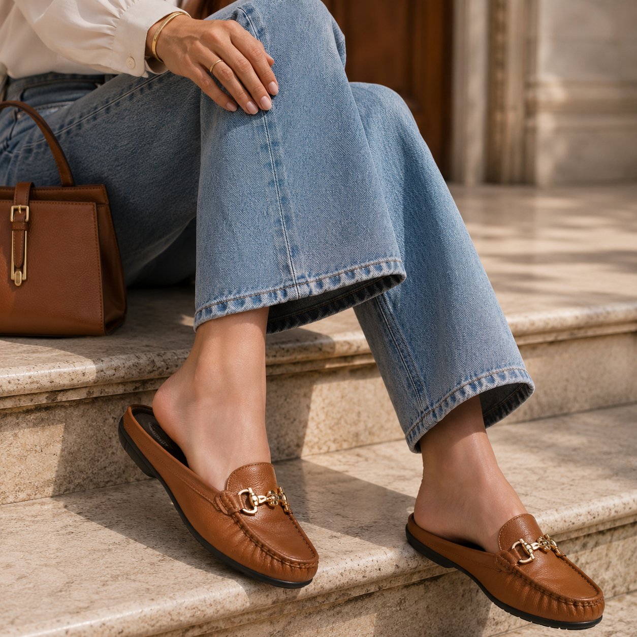Bianca Leather Slip On Mules - The Heels India