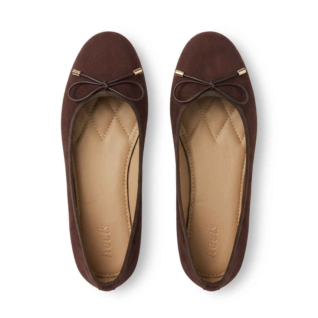 Charlette Cushioned Flat Knot Bow Suede Ballerinas - The Heels India