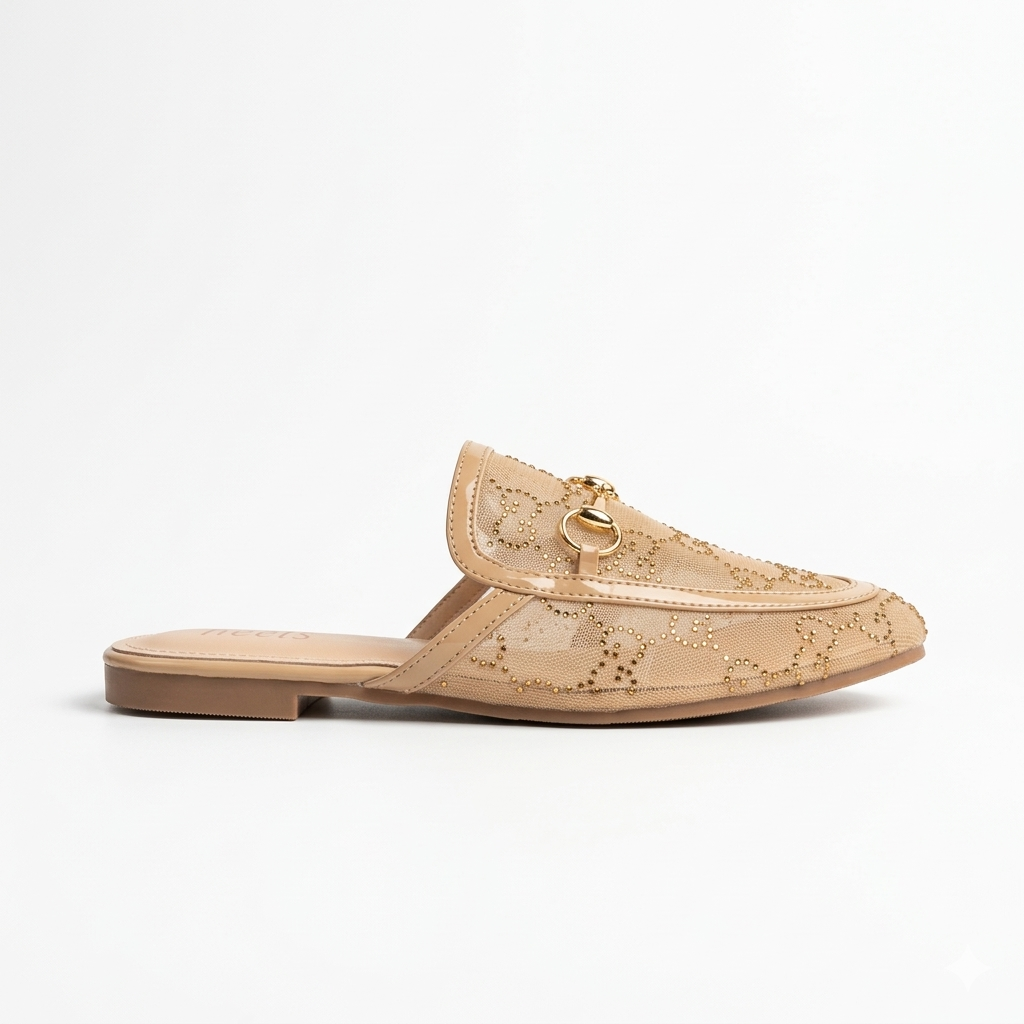 Leto Cushioned Back Open Bling Mesh Mules - The Heels India