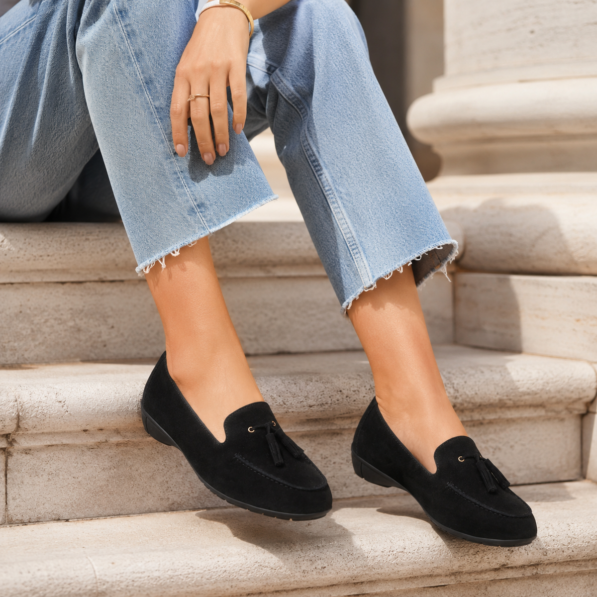 Jerry Suede Leather Tassel Loafers - The Heels India