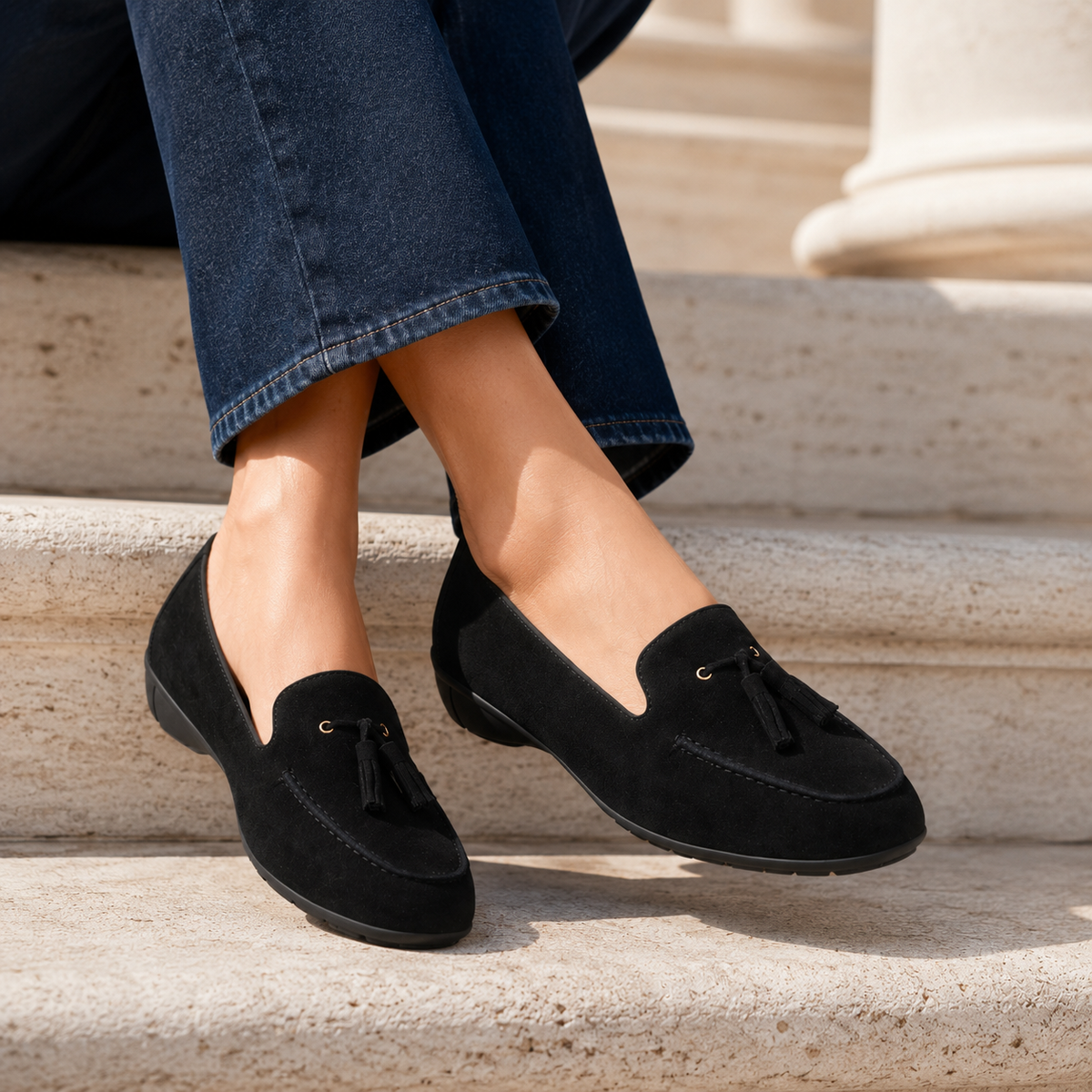 Jerry Suede Leather Tassel Loafers - The Heels India