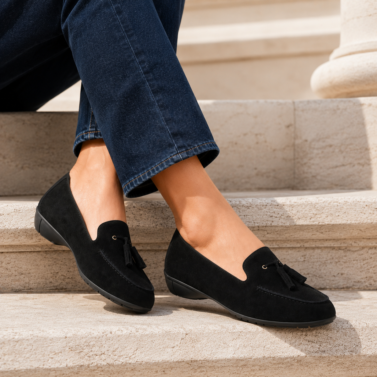 Jerry Suede Leather Tassel Loafers - The Heels India
