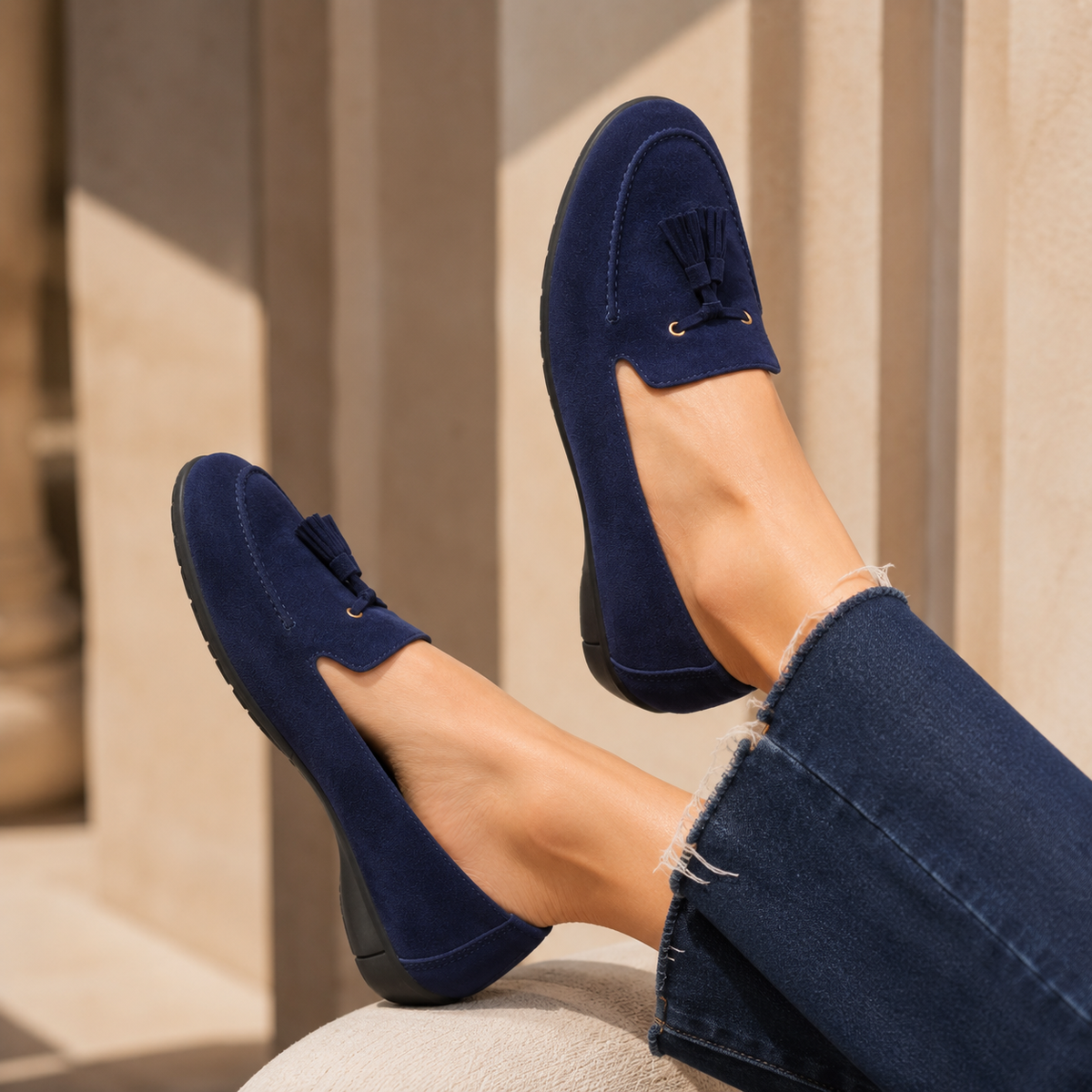 Jerry Suede Leather Tassel Loafers - The Heels India