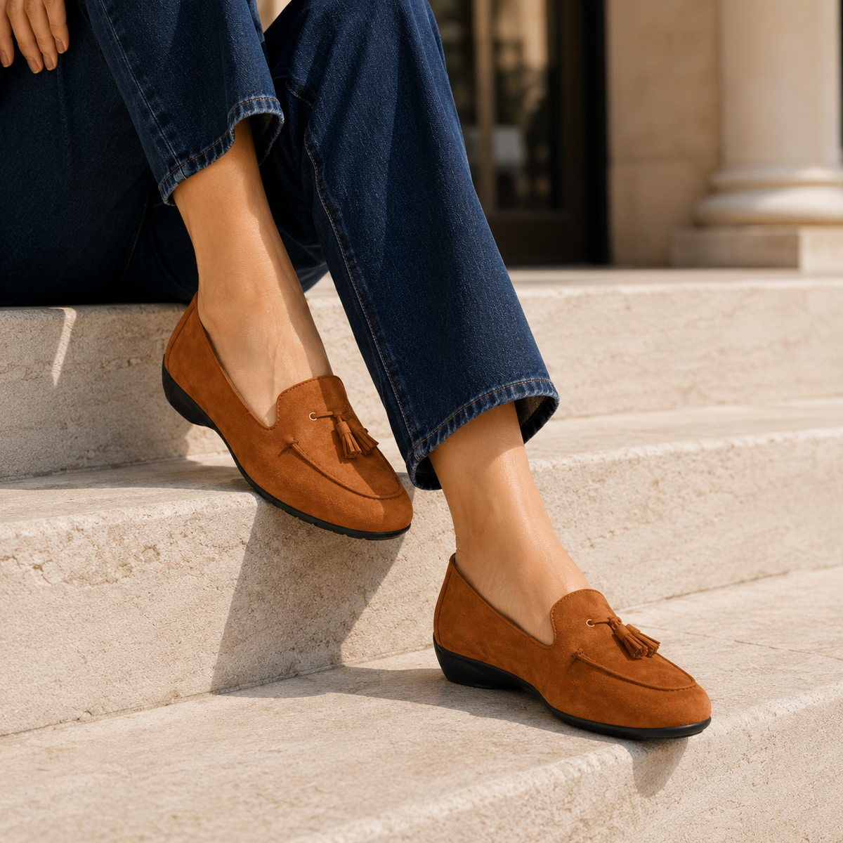 Jerry Suede Leather Tassel Loafers - The Heels India