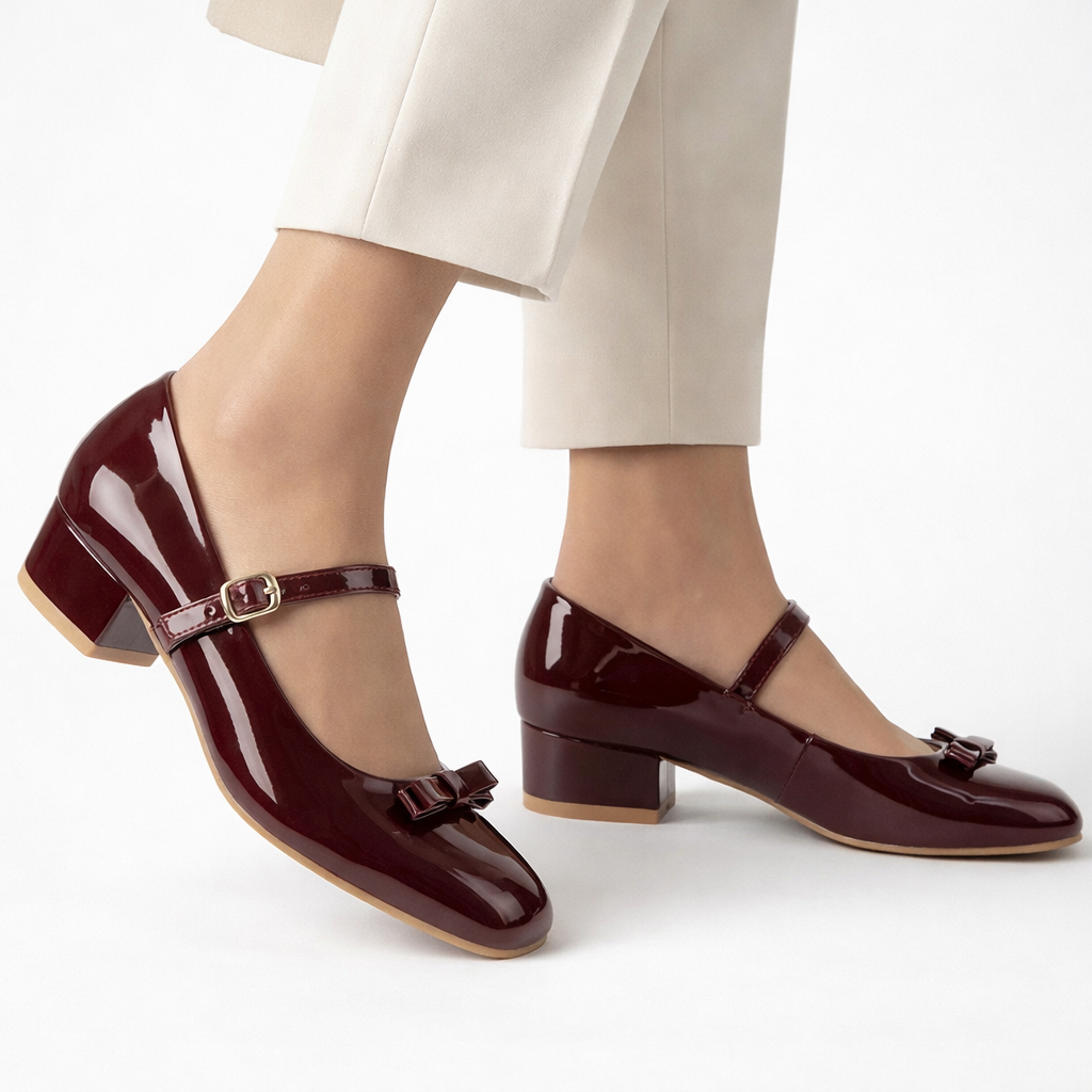 Marlyn Patent Mid Heel Mary Jane Strap Shoe