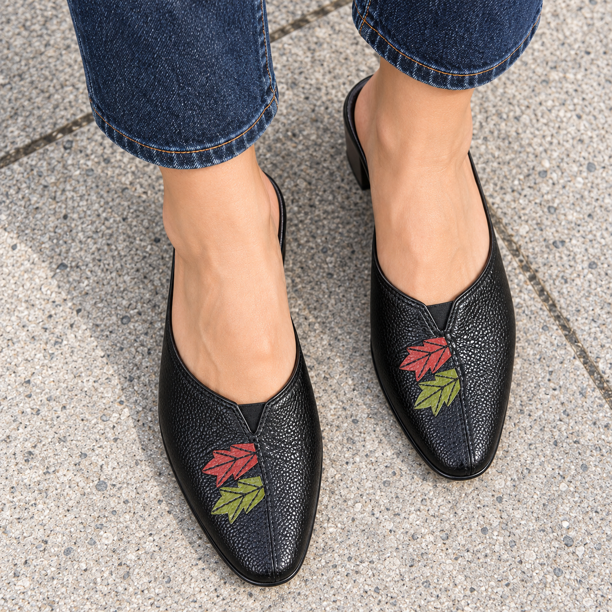 Autumn 2.0 Leather Back Open Block Heel Mules