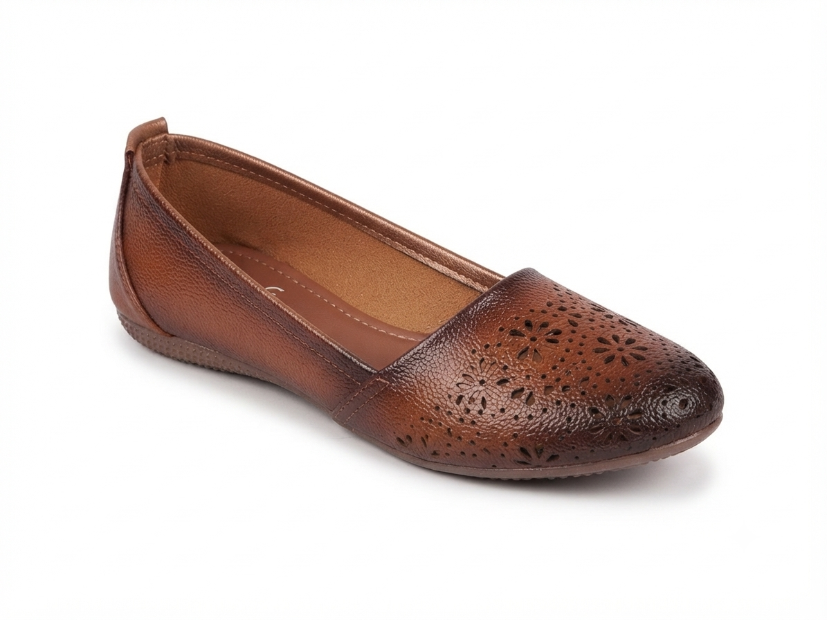 Ellis Leather Perforated Flat Ballerinas