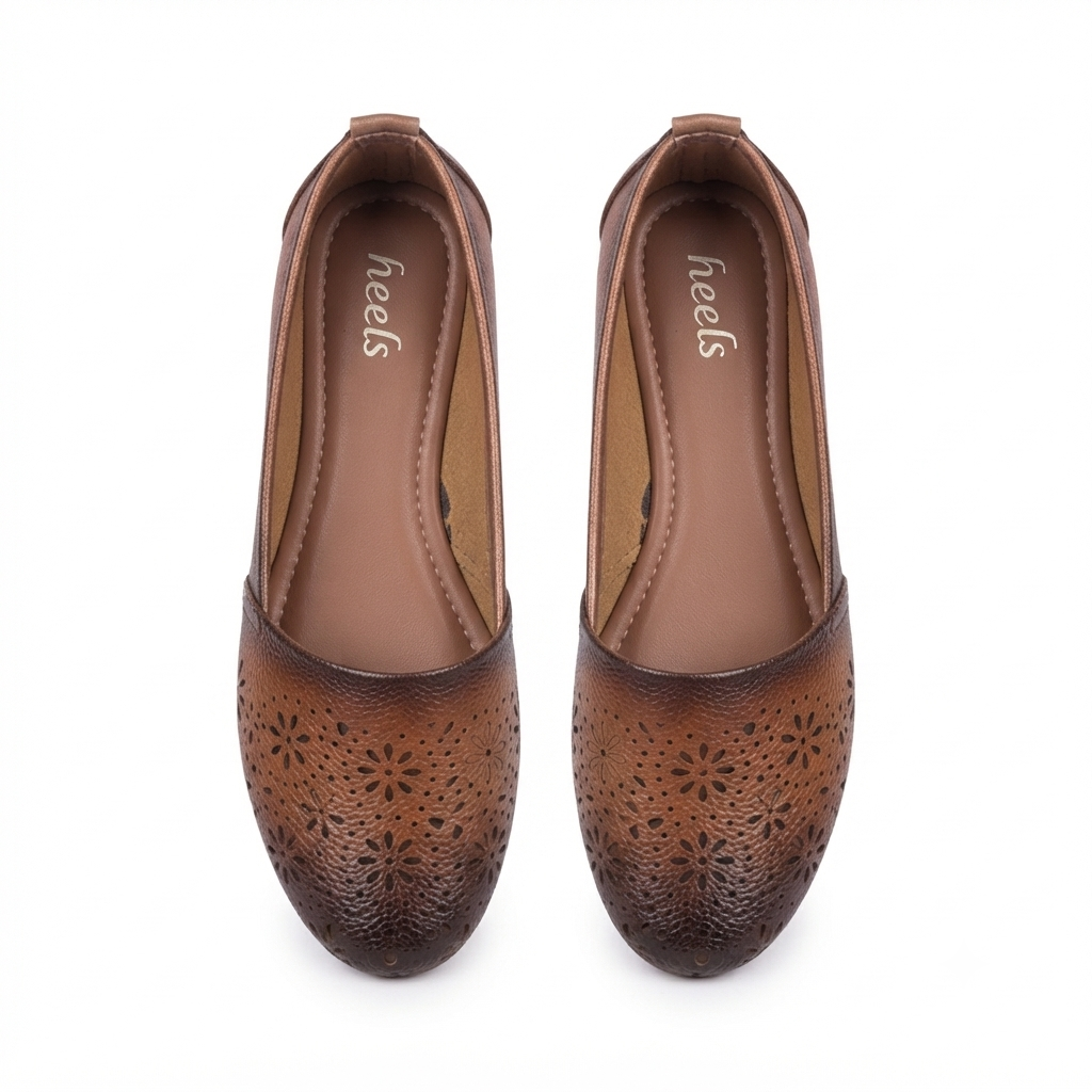 Ellis Leather Perforated Flat Ballerinas