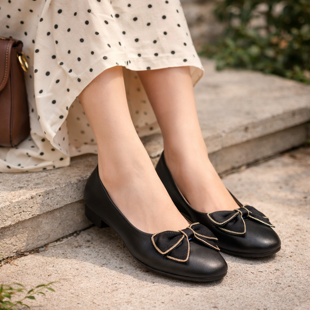 Belinda Bow Flat Ballerinas - The Heels India