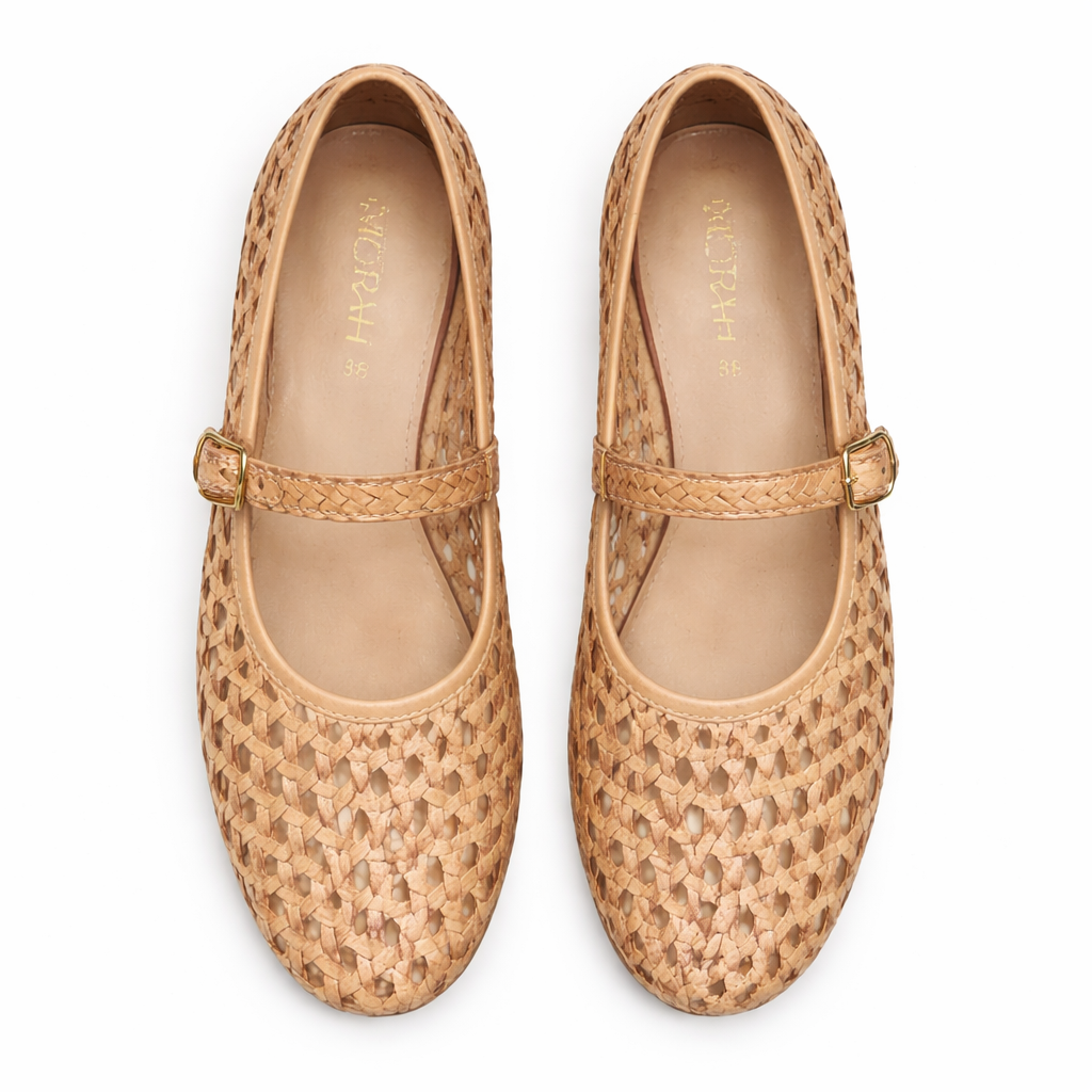 GLINT Premium Leather Mesh Flat Ballerinas - The Heels India