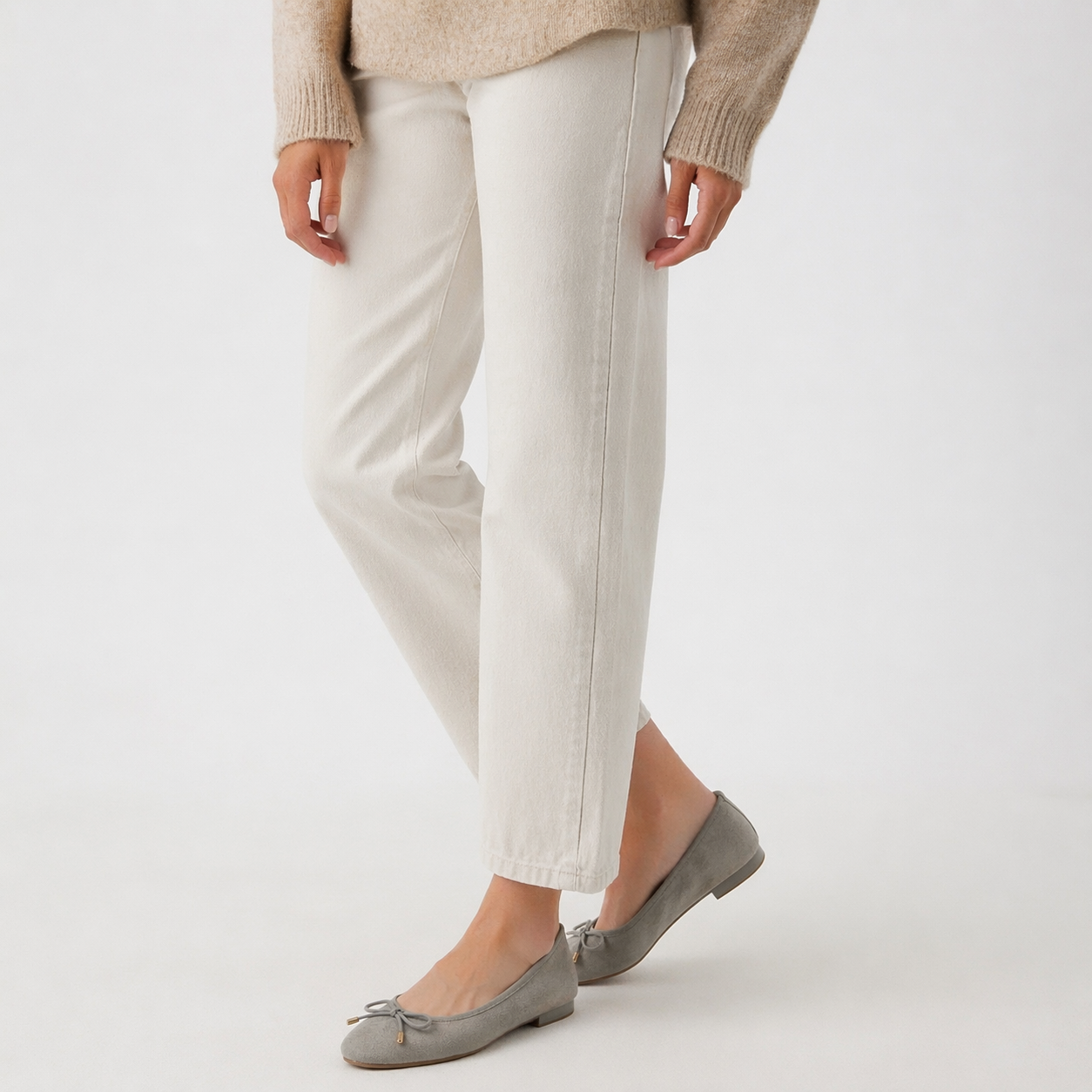 Charlette Cushioned Flat Knot Bow Suede Ballerinas