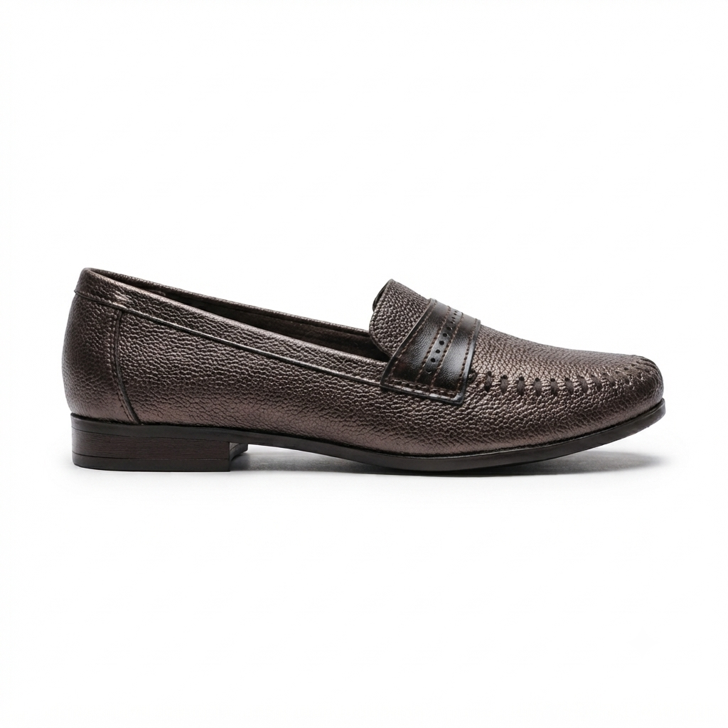 Lily Leather Classic Tie Stitch Ballerinas in Brown - The Heels India