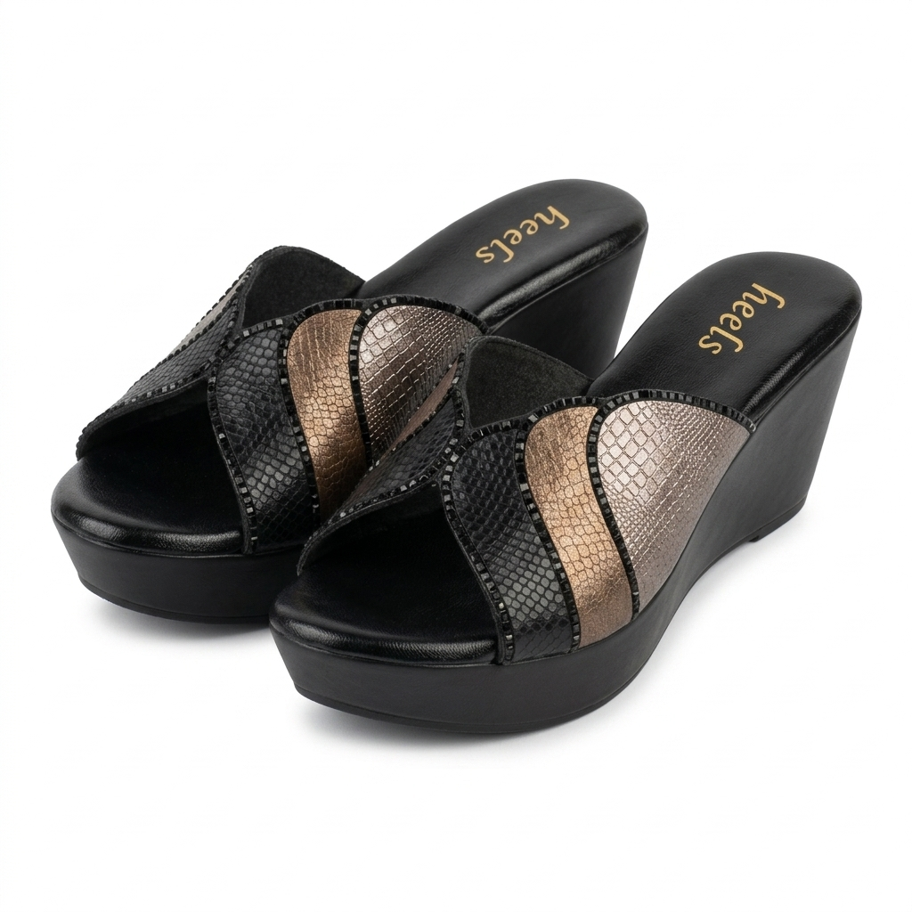 Silviya Bling Peep Toe Wedge Platform Heels - The Heels India
