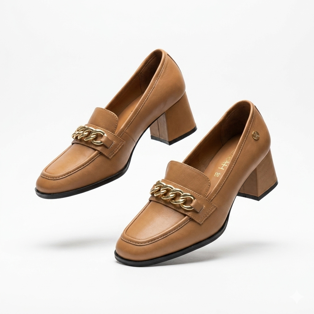 CHIC Premium Leather Block Heel Loafers