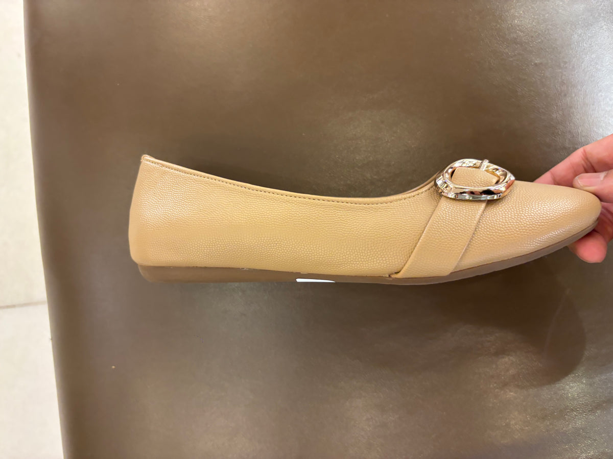 Pearl Cushioned Classic Buckle Vegan Ballerinas