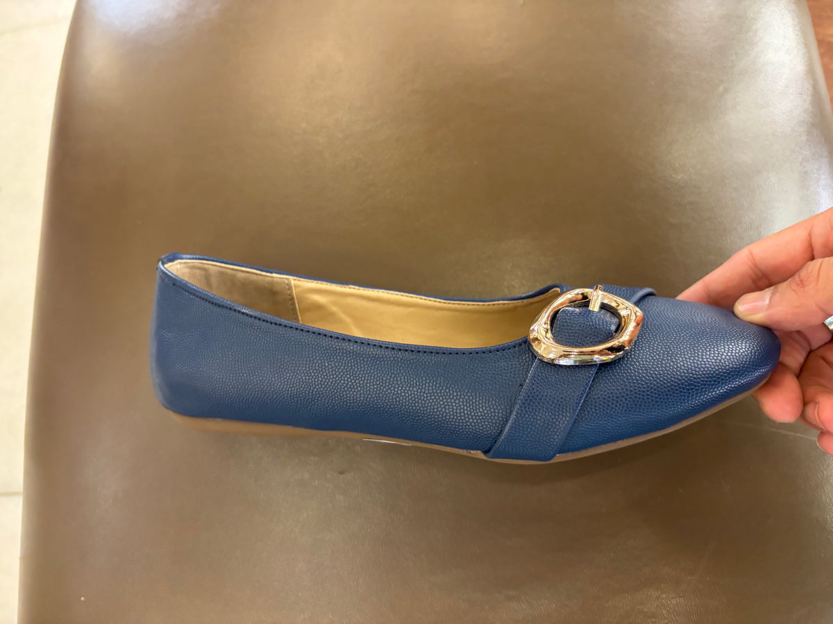 Pearl Cushioned Classic Buckle Vegan Ballerinas